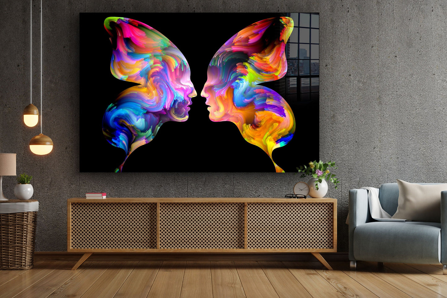 Abstract Human, Large Glass Wall Art