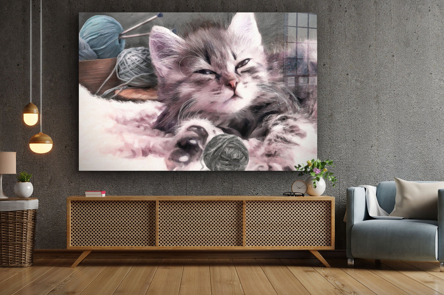 Cute Cat, Large Glass Wall Art