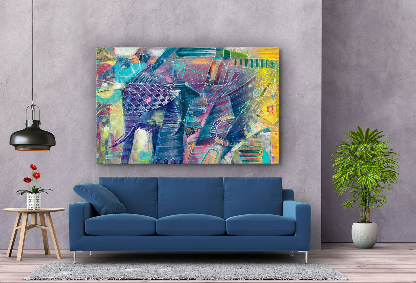 Abstract Elephant, Large Glass Wall Art