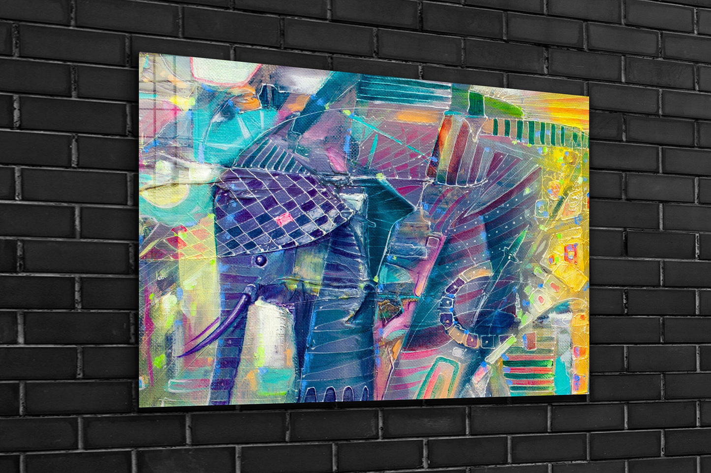 Abstract Elephant, Large Glass Wall Art