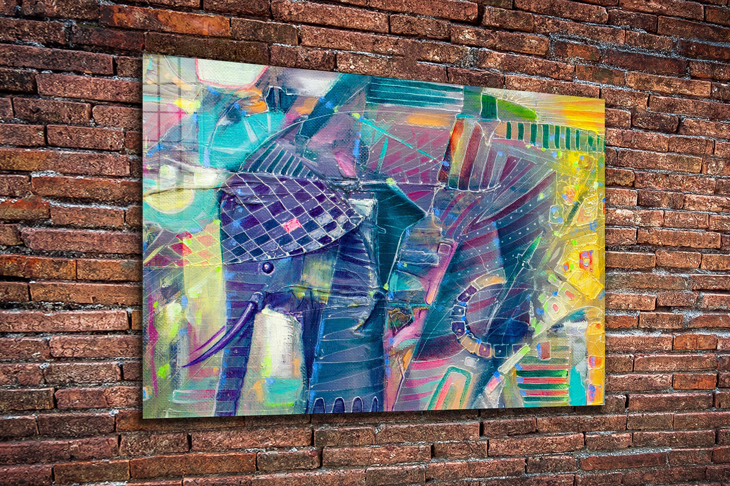 Abstract Elephant, Large Glass Wall Art