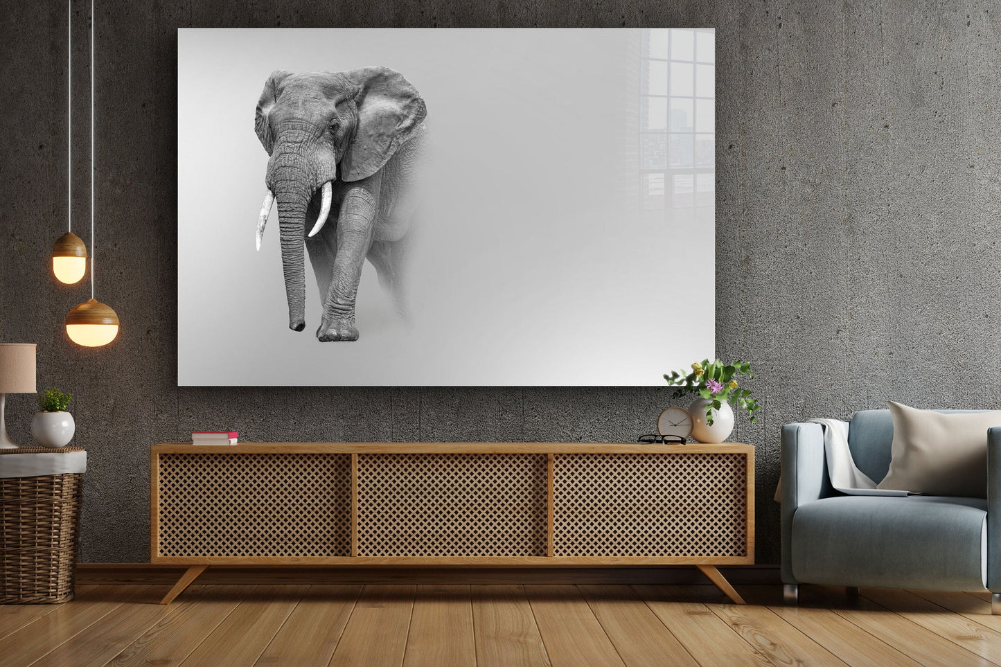 Elephant, Large Glass Wall Art