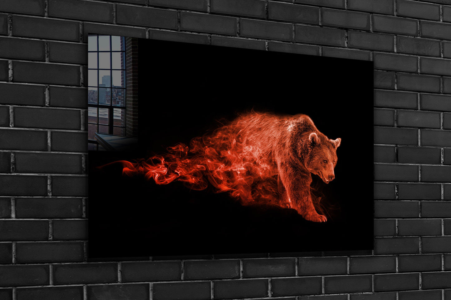 Abstract Bear, Large Glass Wall Art