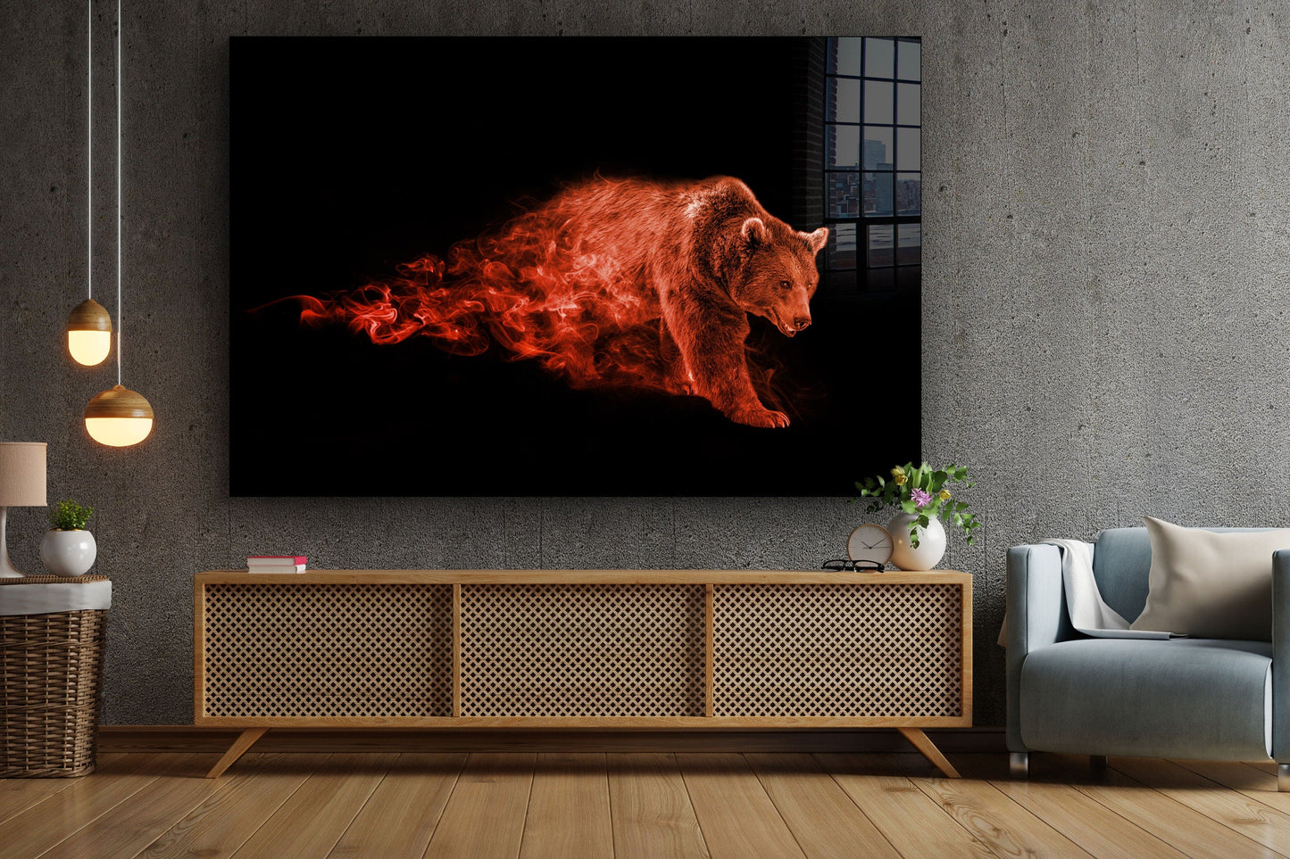 Abstract Bear, Large Glass Wall Art