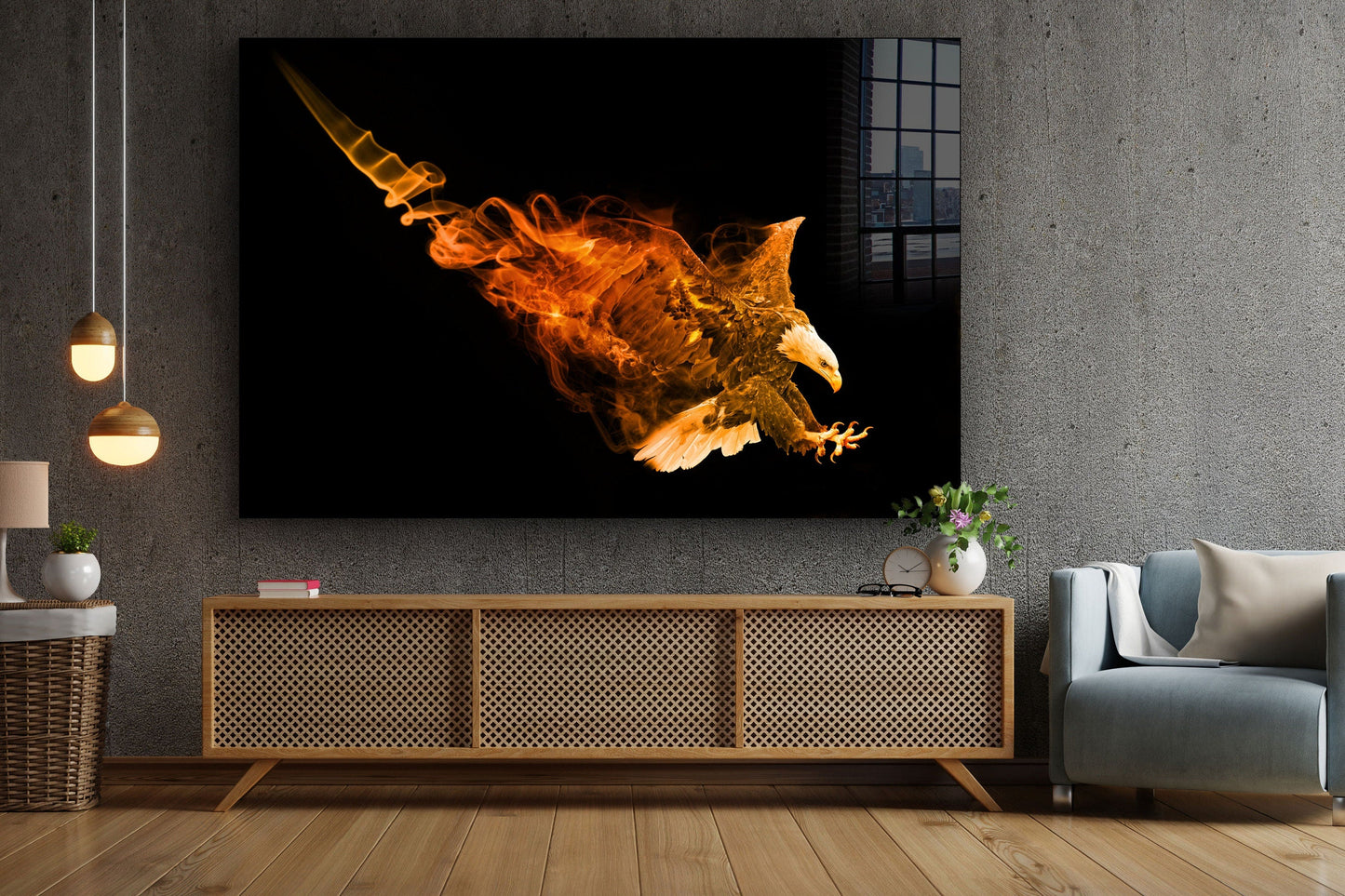 Abstract Eagle, Large Glass Wall Art