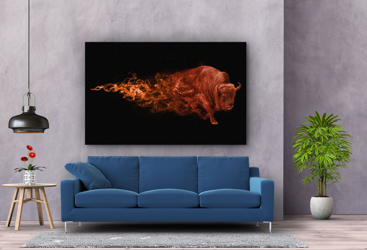 Abstract Bison, Large Glass Wall Art