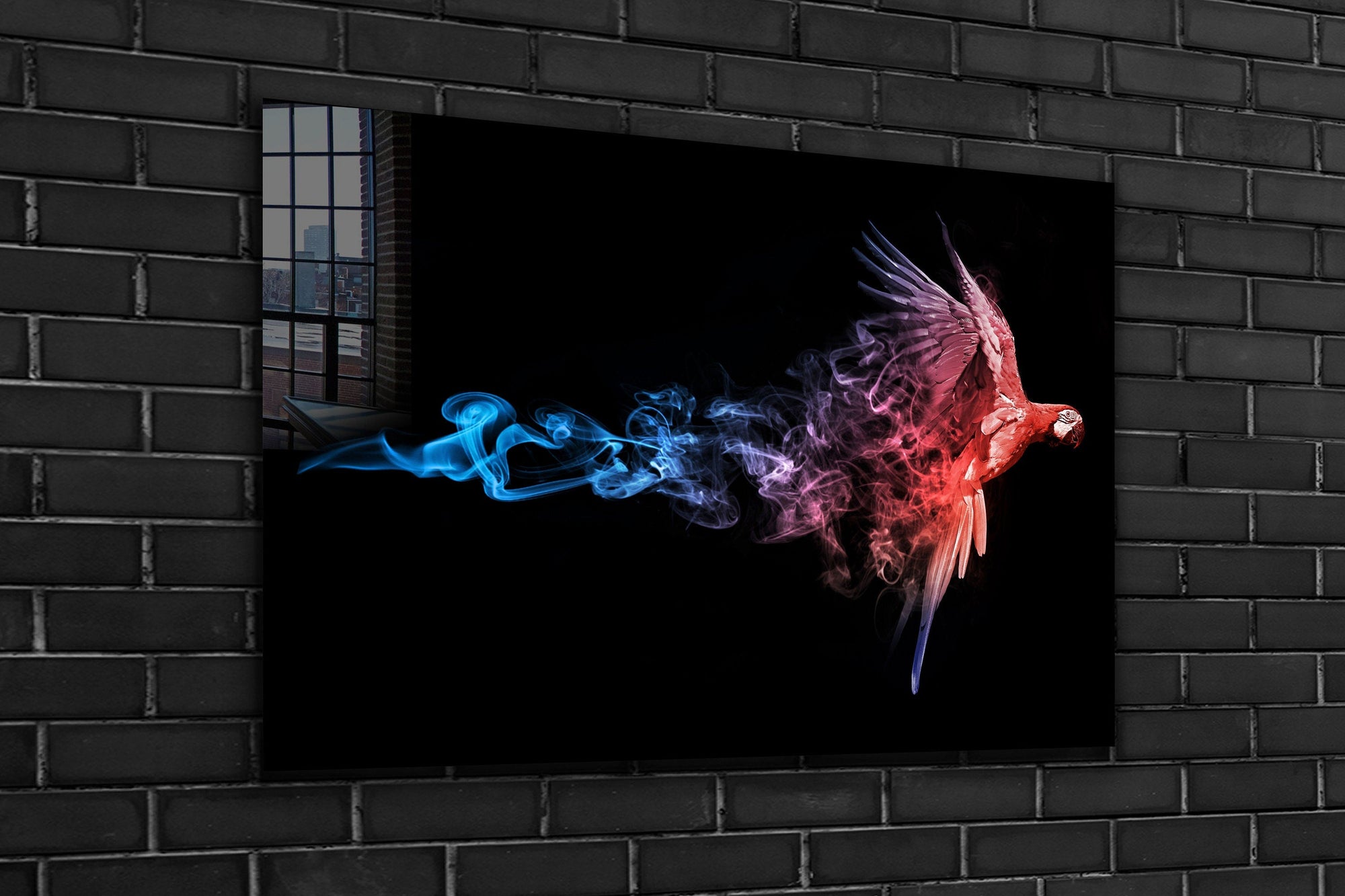 Abstract Parrot, Large Glass Wall Art