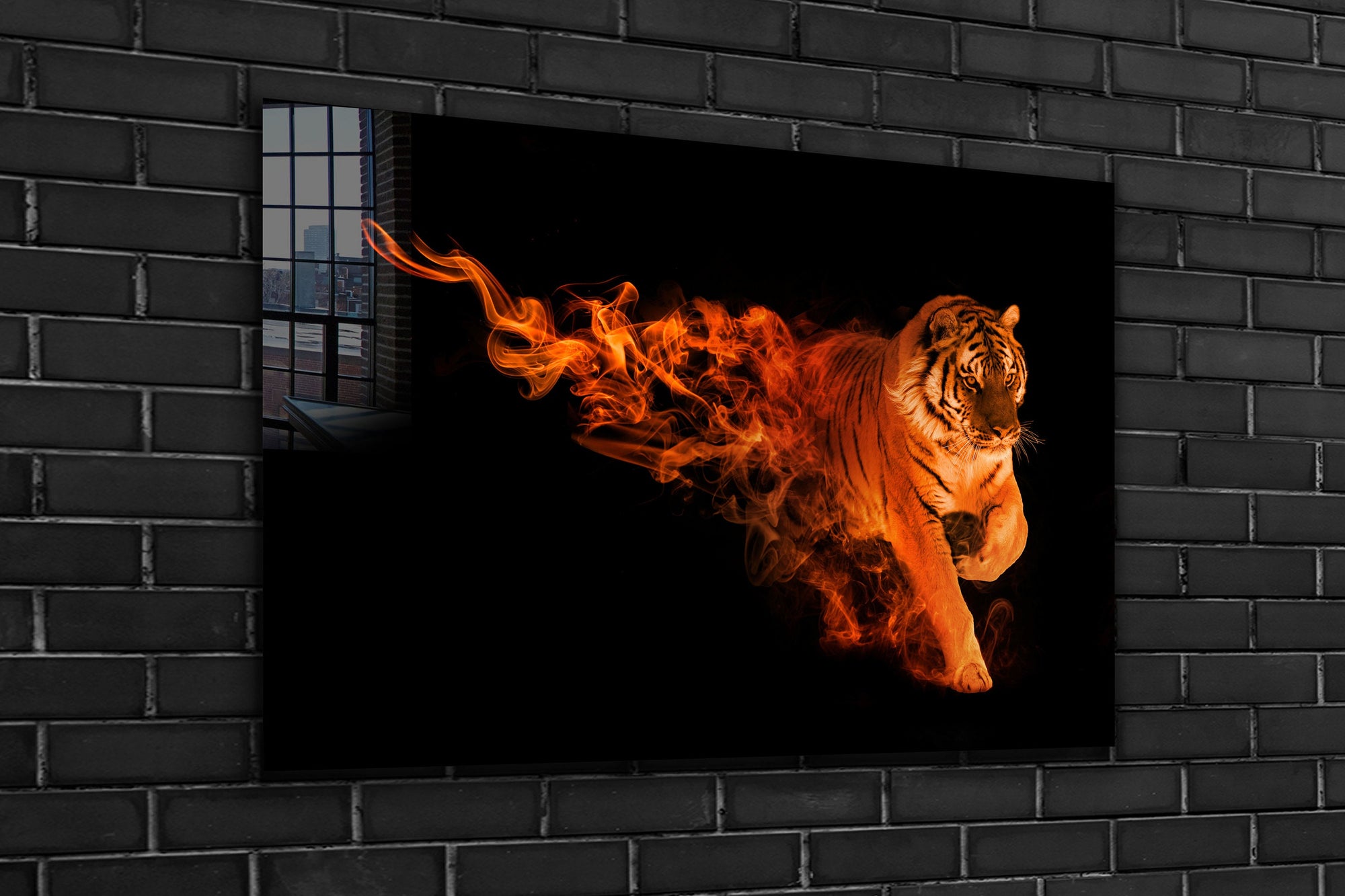 Tiger Abstract, Large Glass Wall Art