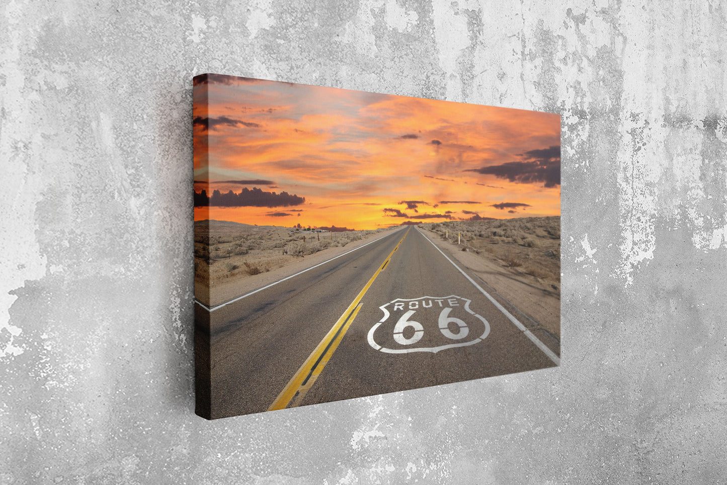 Route 66 to Sunset, Large Glass Wall Art