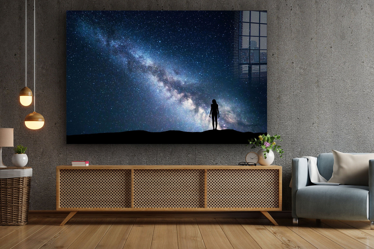 Man In Milky Way, Large Glass Wall Art