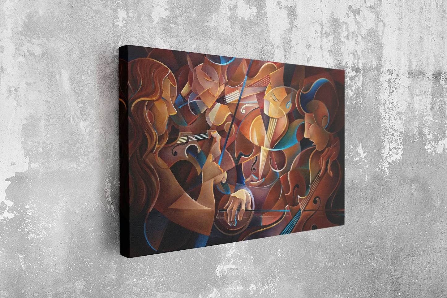 Abstract Musicians, Large Glass Wall Art