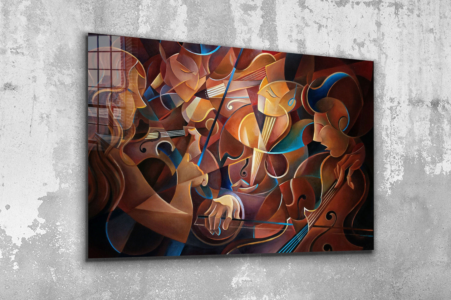 Abstract Musicians, Large Glass Wall Art