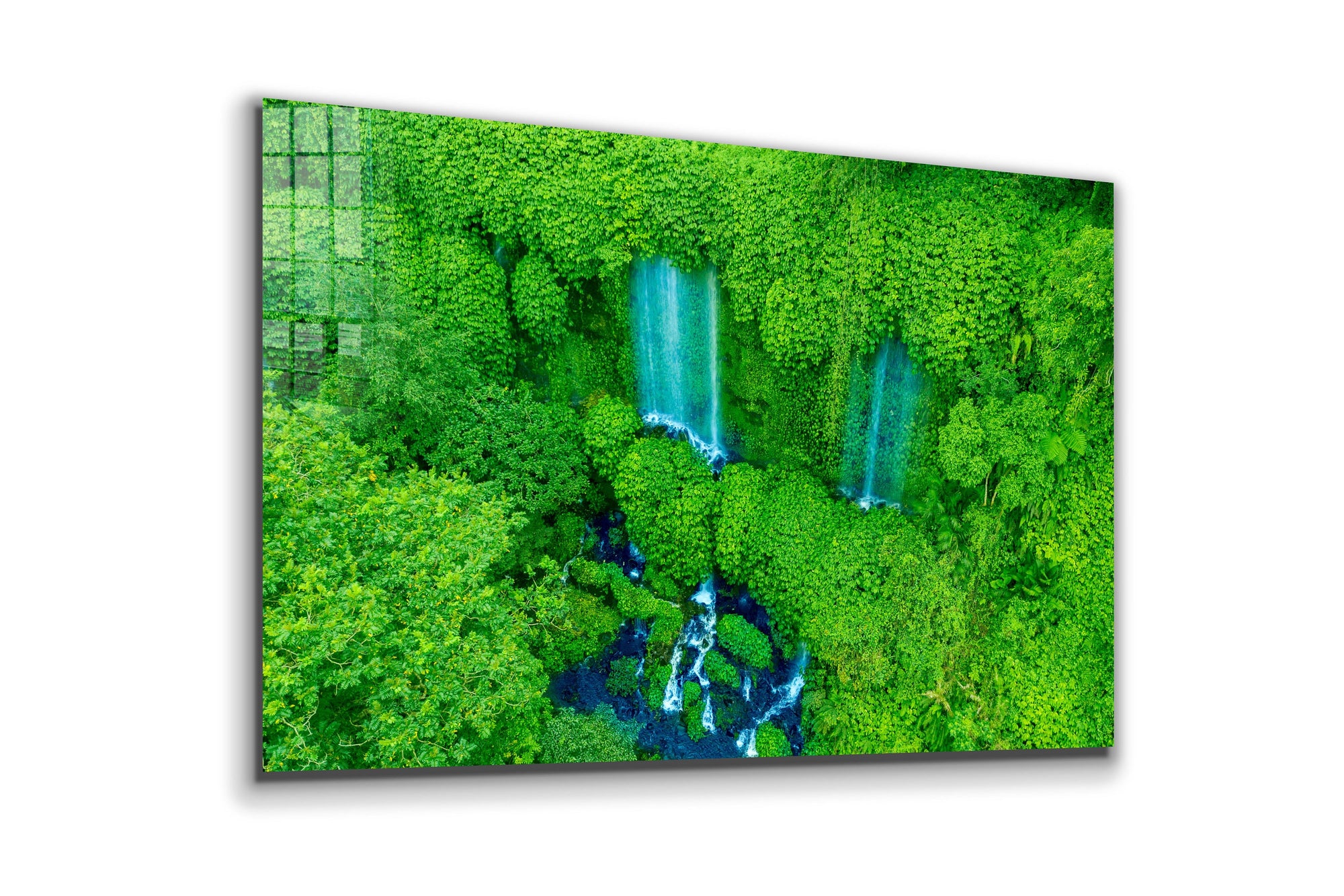 Waterfall in Forest, Large Glass Wall Art