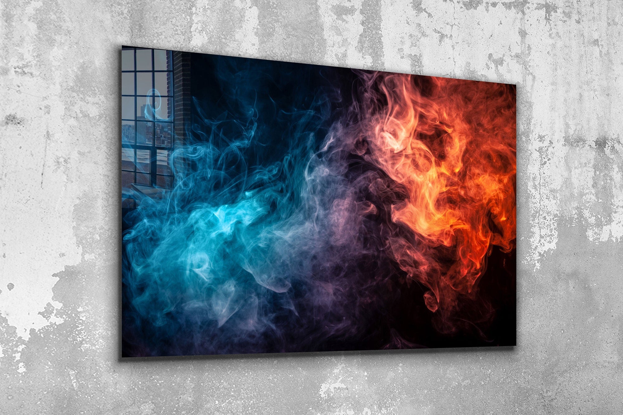 Fire and Ice Abstract, Large Glass Wall Art