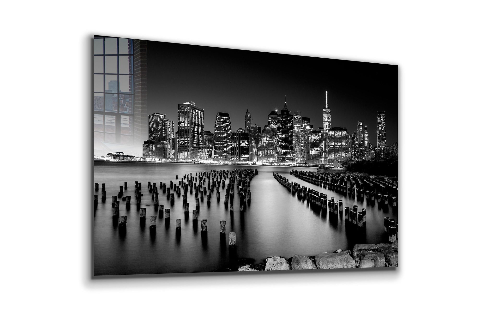 New York by Night, Large Glass Wall Art