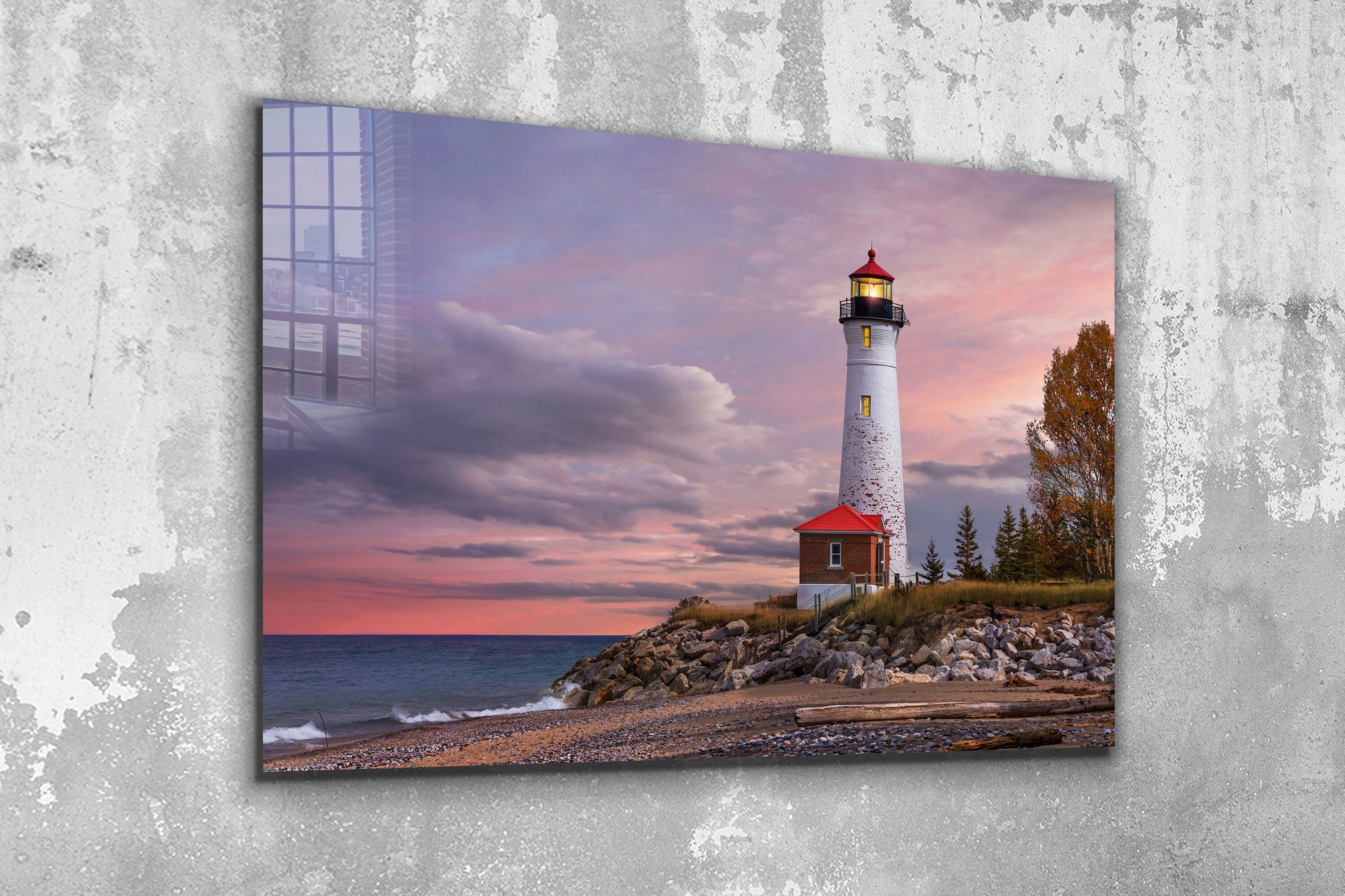 Lighthouse at the Coast, Large Glass Wall Art