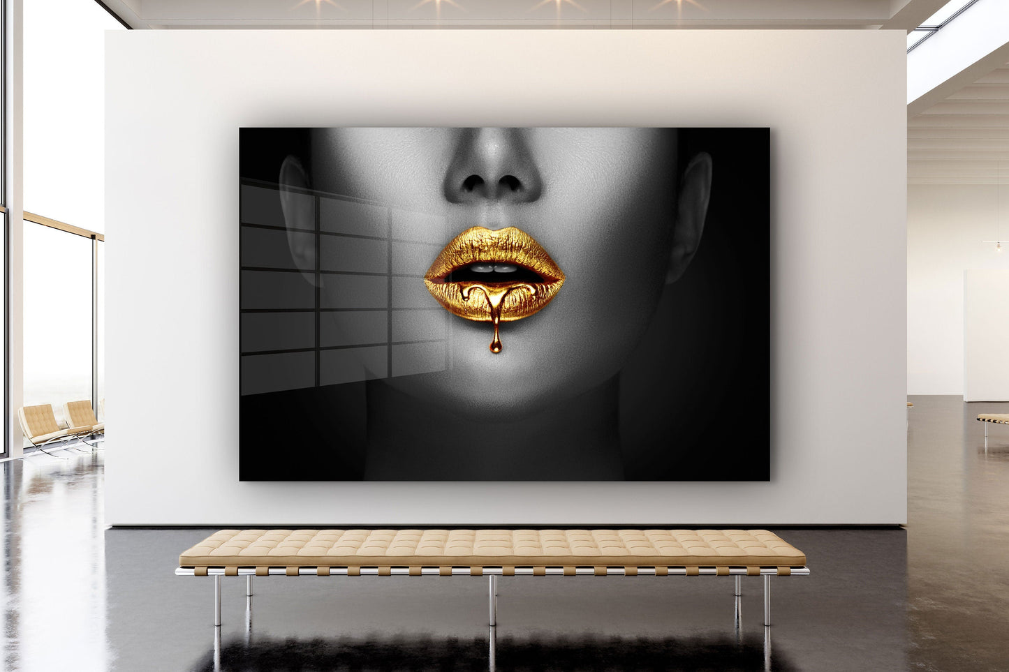 Make Up Lips, Large Glass Wall Art
