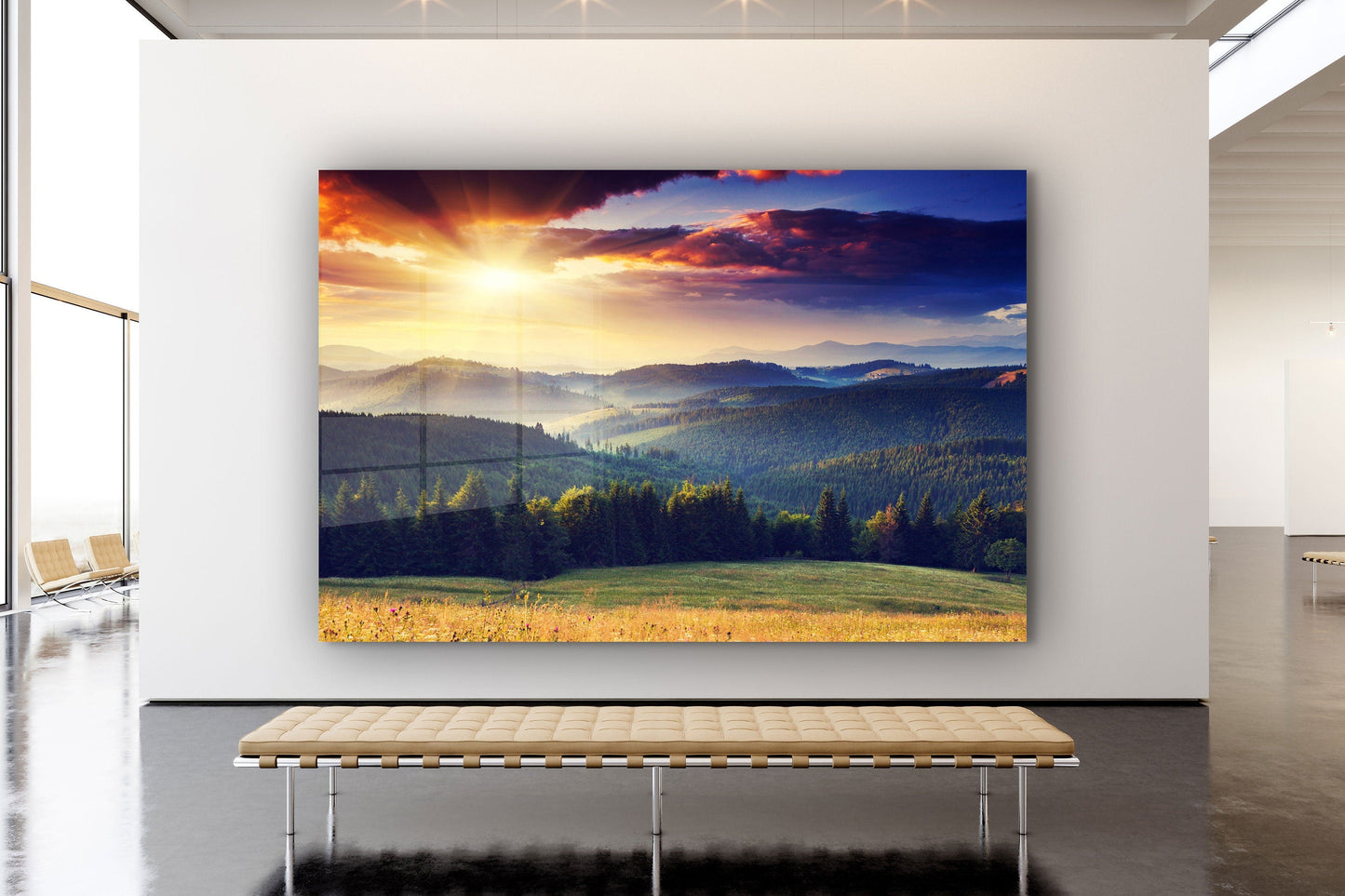 Mountain and Trees, Large Glass Wall Art