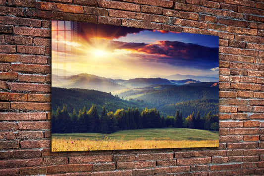 Mountain and Trees, Large Glass Wall Art