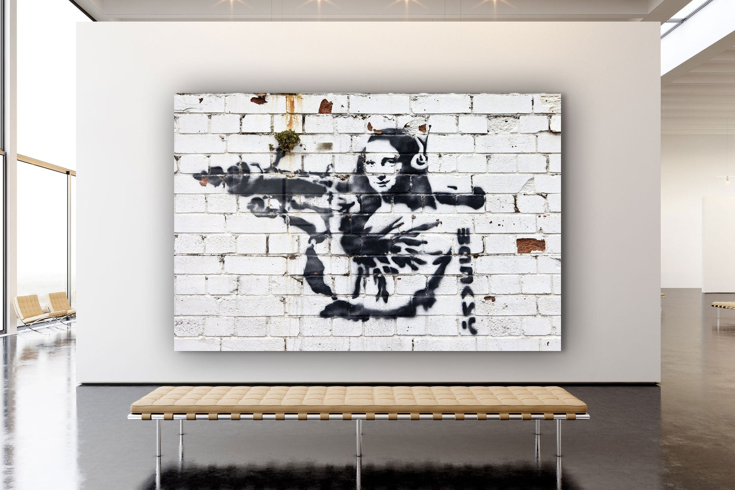 Mona Lisa with Bazooka, Large Glass Wall Art