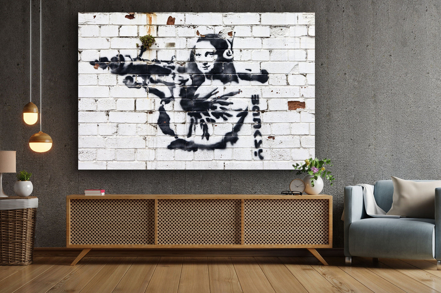 Mona Lisa with Bazooka, Large Glass Wall Art