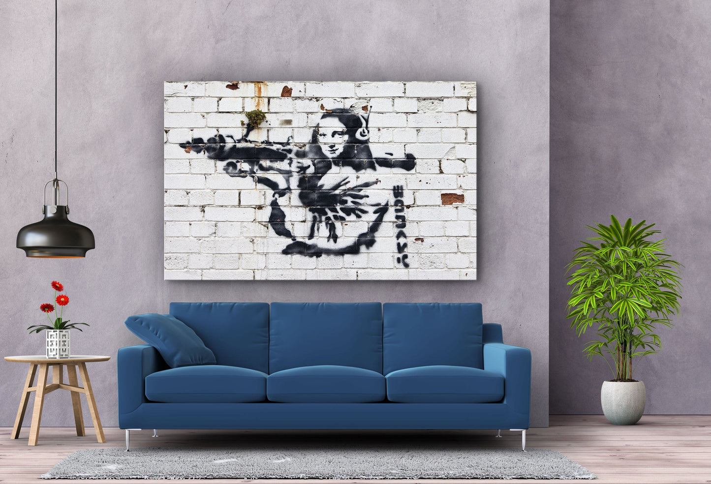 Mona Lisa with Bazooka, Large Glass Wall Art
