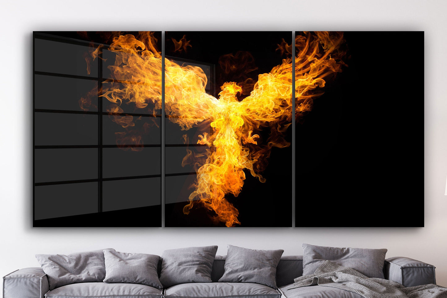 Phoenix Flames, Large Glass Wall Art