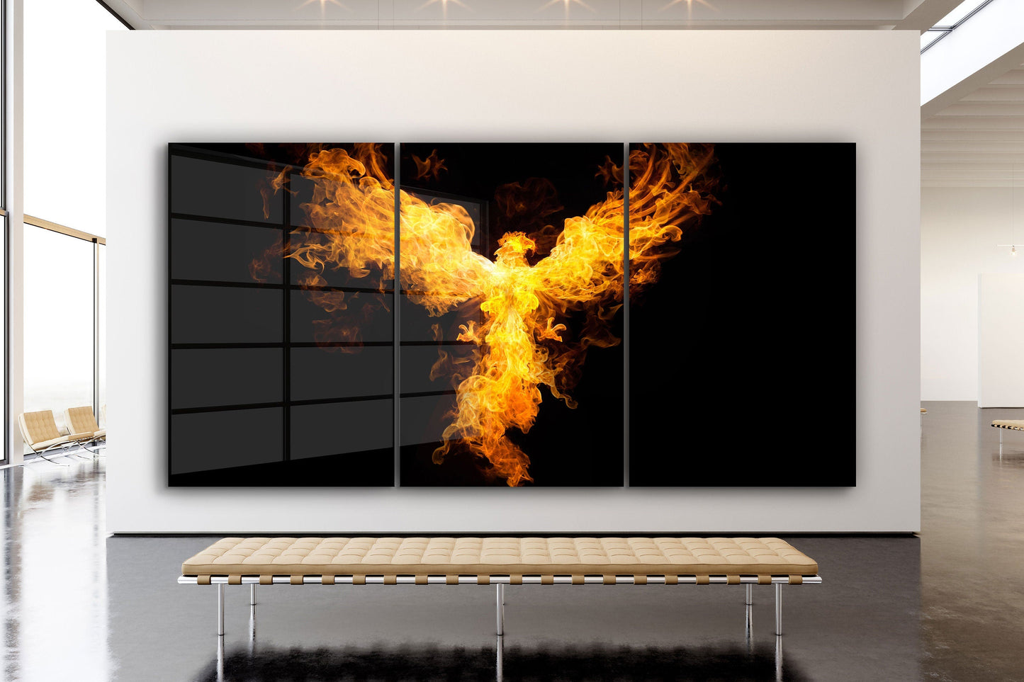 Phoenix Flames, Large Glass Wall Art