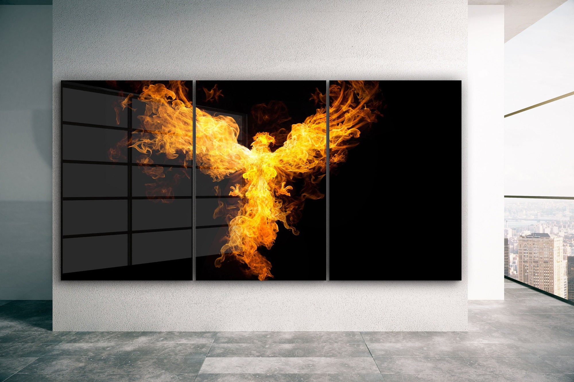 Phoenix Flames, Large Glass Wall Art