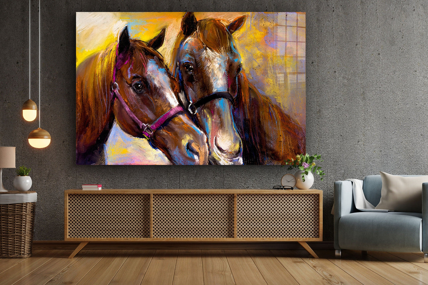 Horses, Large Glass Wall Art