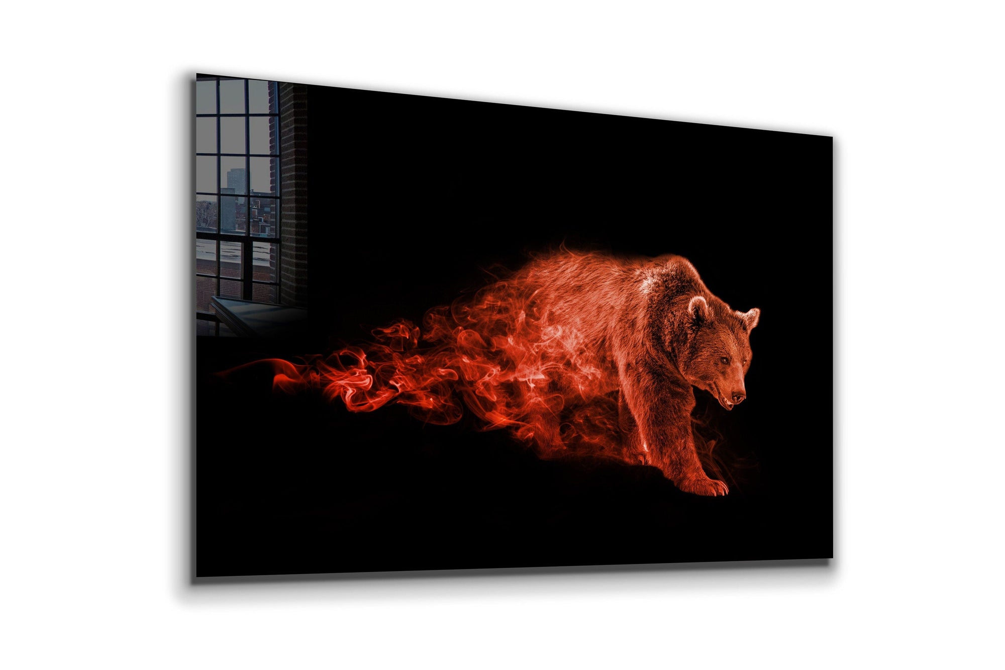 Abstract Bear, Large Glass Wall Art