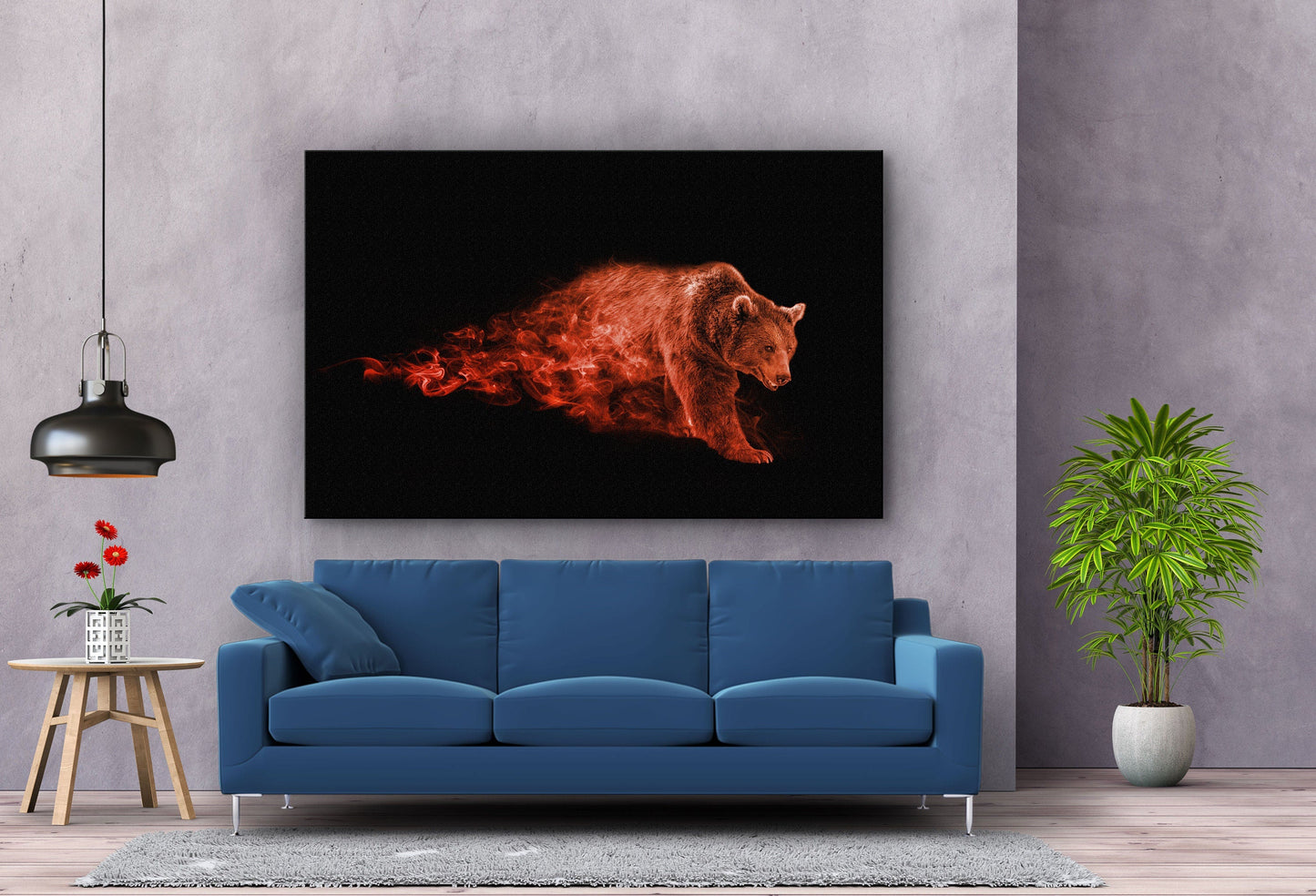 Abstract Bear, Large Glass Wall Art