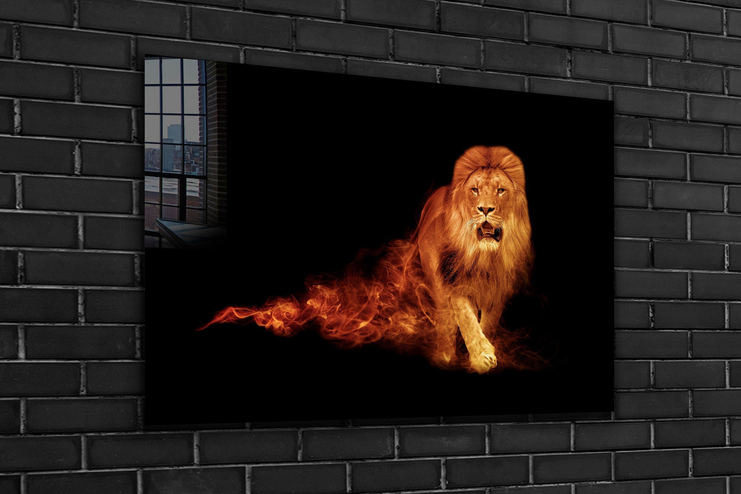 Abstract Lion, Large Glass Wall Art