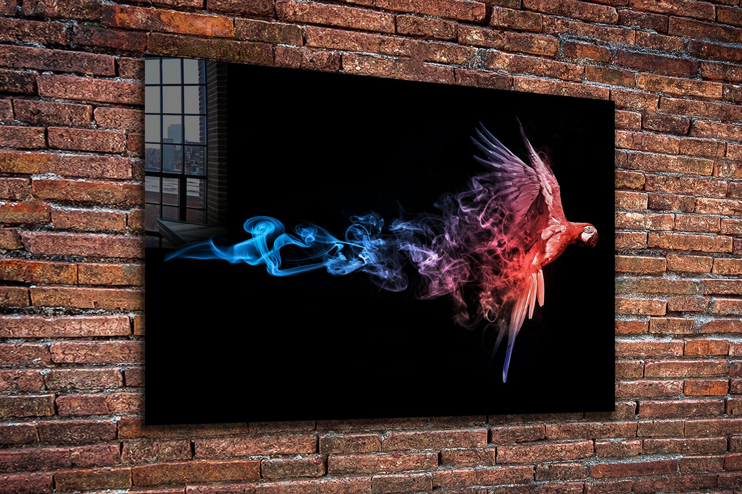Abstract Parrot, Large Glass Wall Art