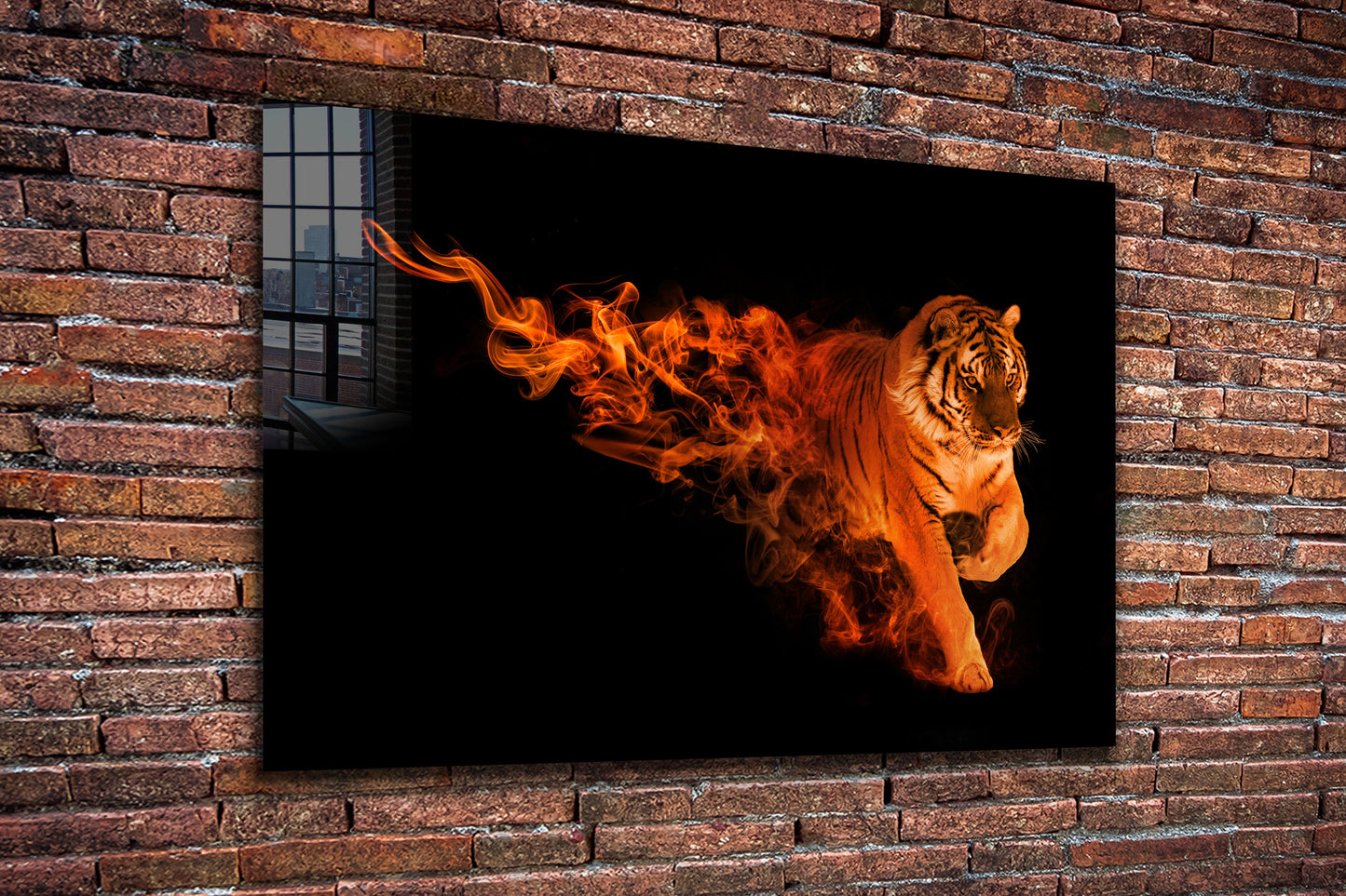 Tiger Abstract, Large Glass Wall Art