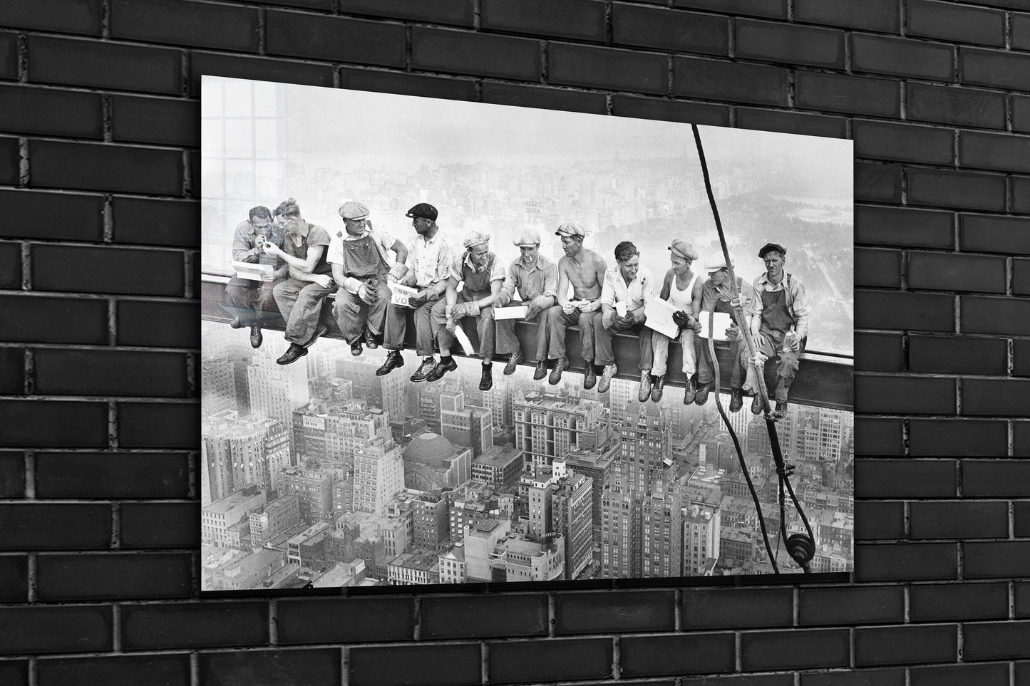 Lunch atop a Skyscraper, Large Glass Wall Art
