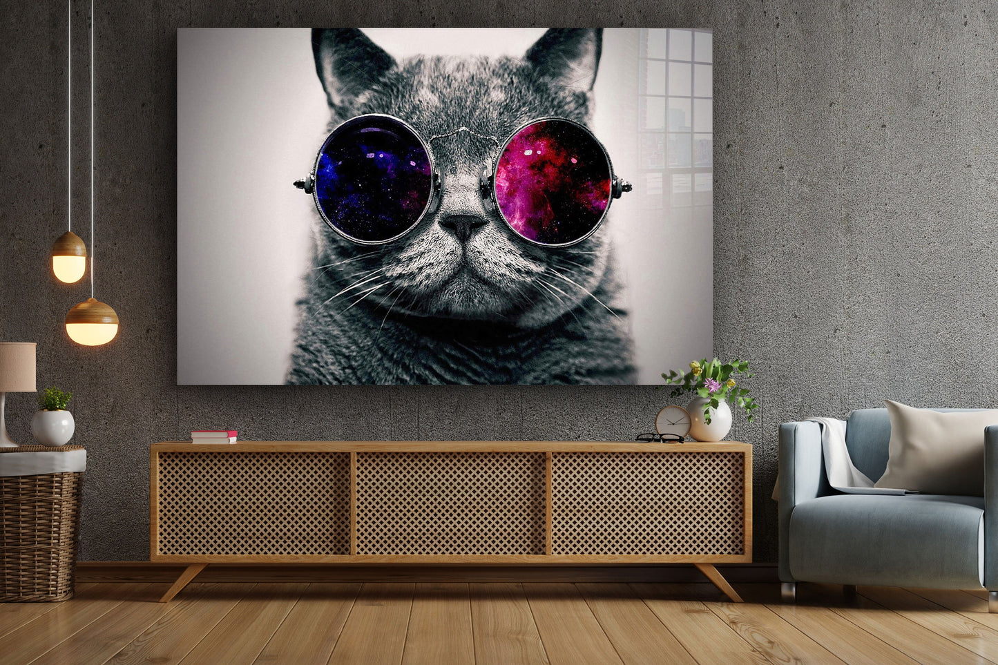 Cool Cat, Large Glass Wall Art