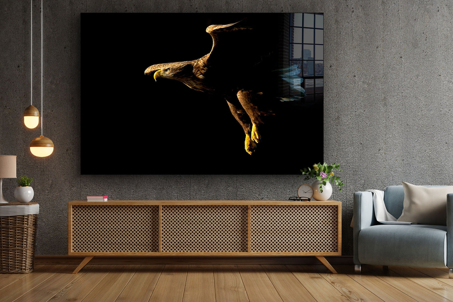 Flying Eagle, Large Glass Wall Art