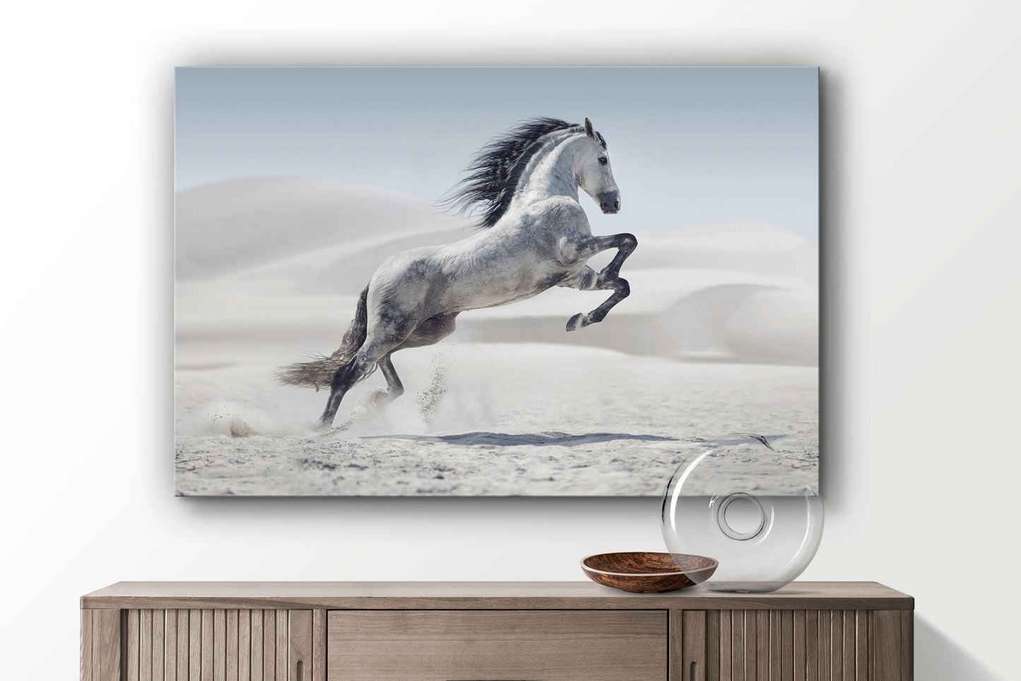 White Horse, Large Glass Wall Art