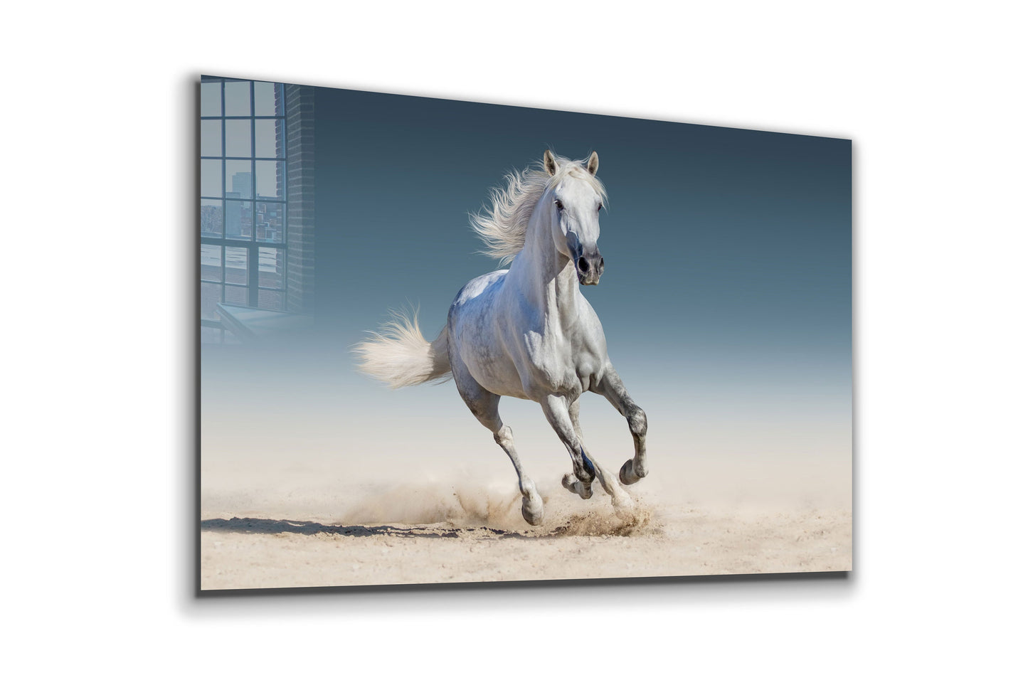 White Horse Running, Large Glass Wall Art