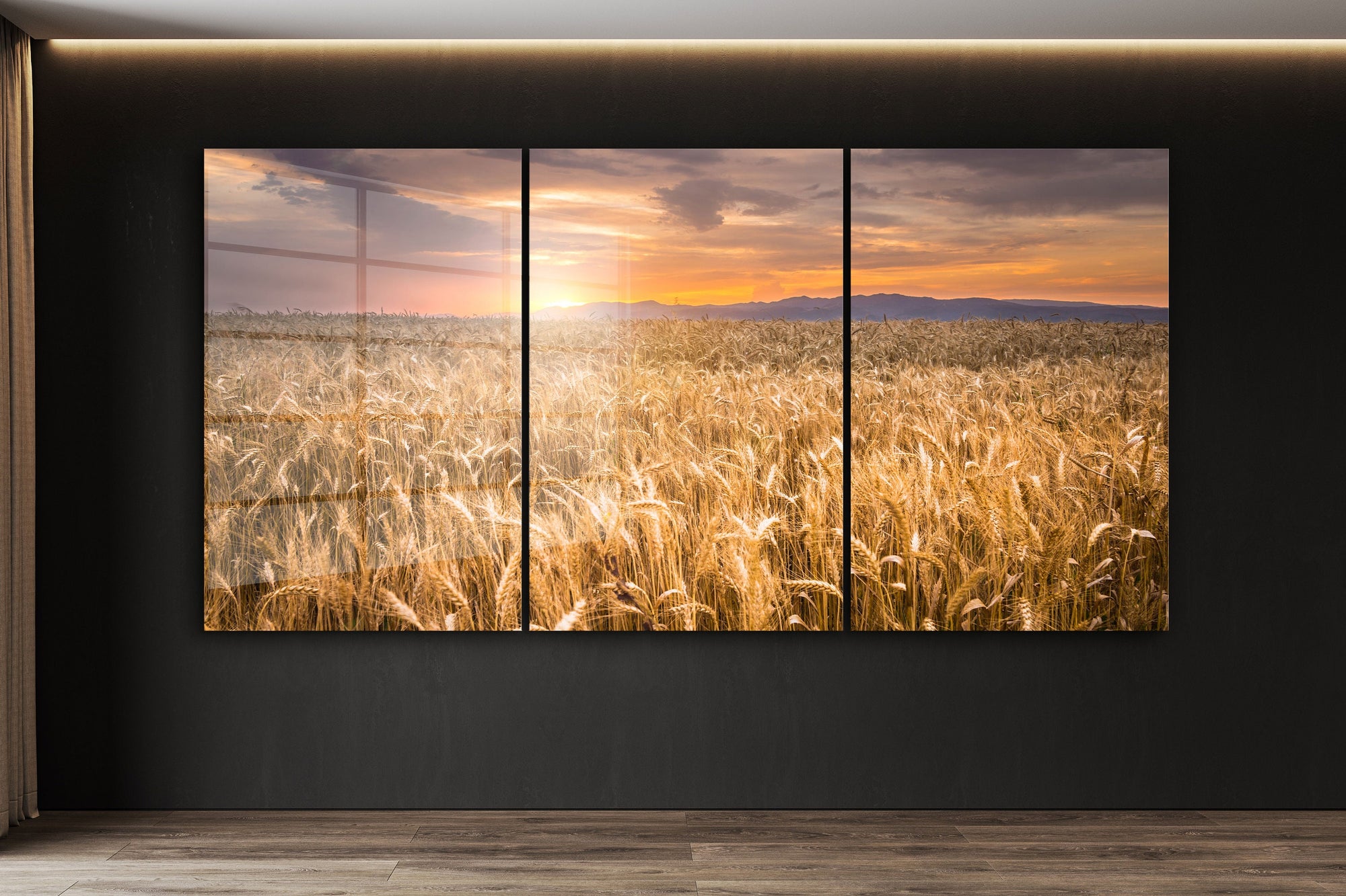 Farmland Sunset, Large Glass Wall Art