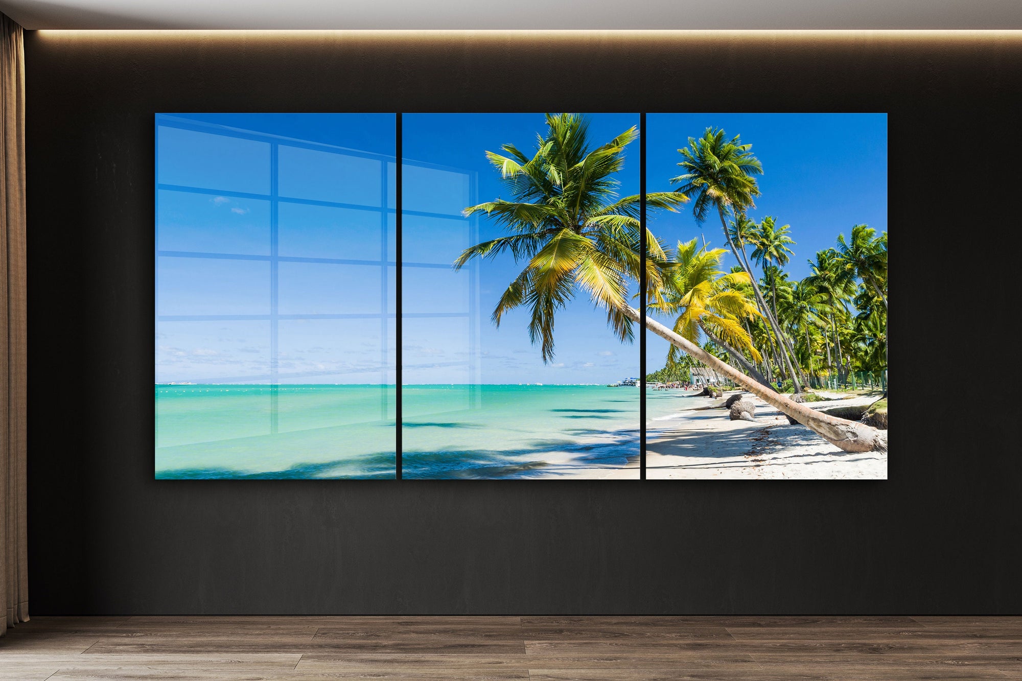 Palm Trees Beach Prints Extra Large Glass Wall Art