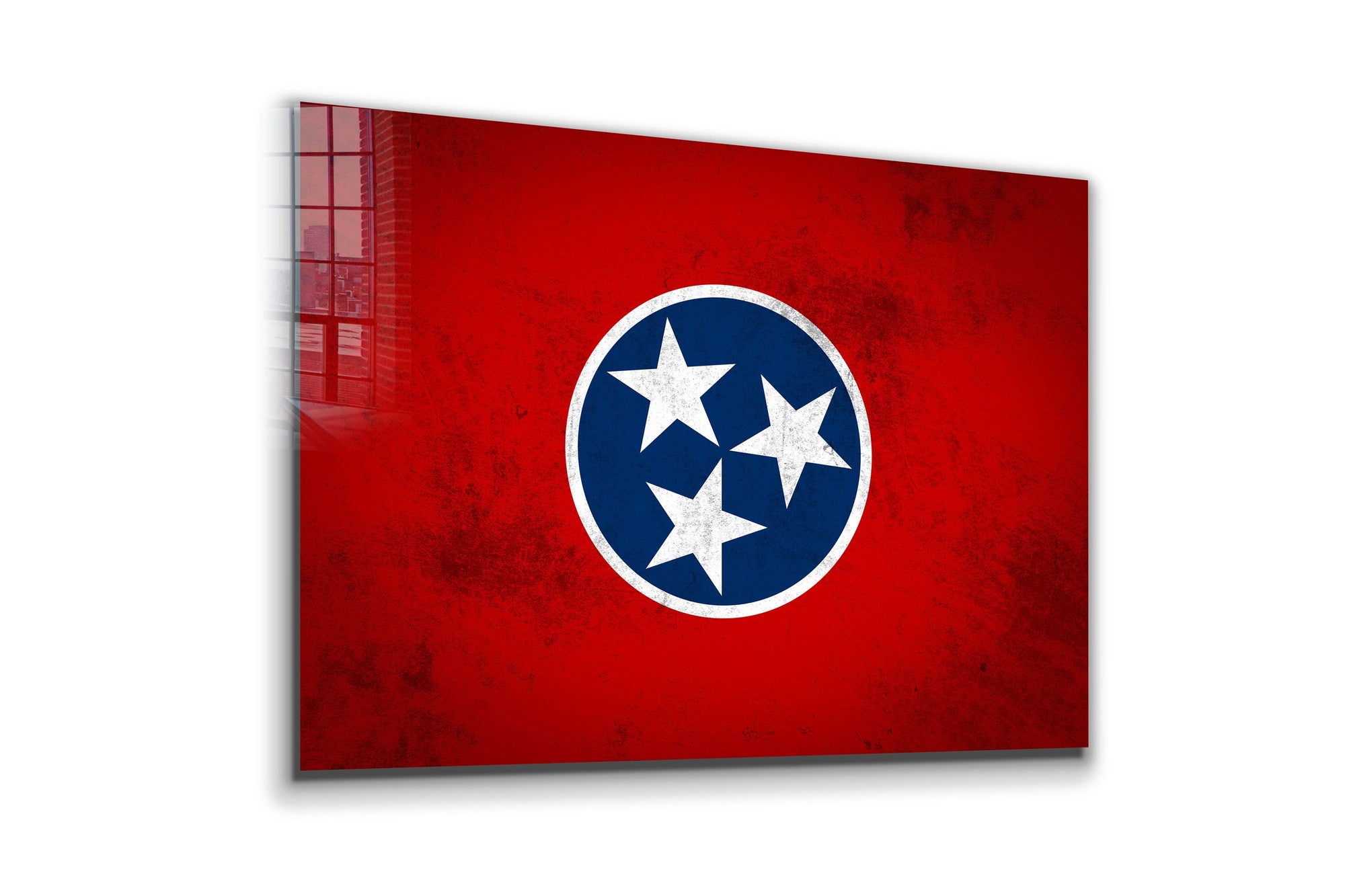 Tennessee Grungy Flag Large Glass Wall Art