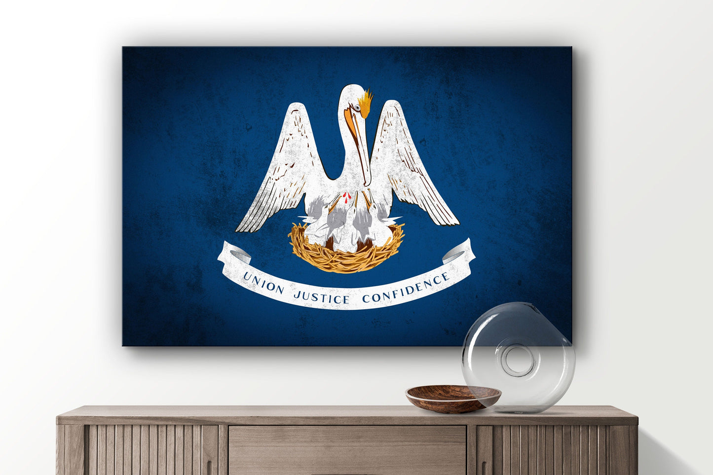 Louisiana Grungy Flag, Large Glass Wall Art