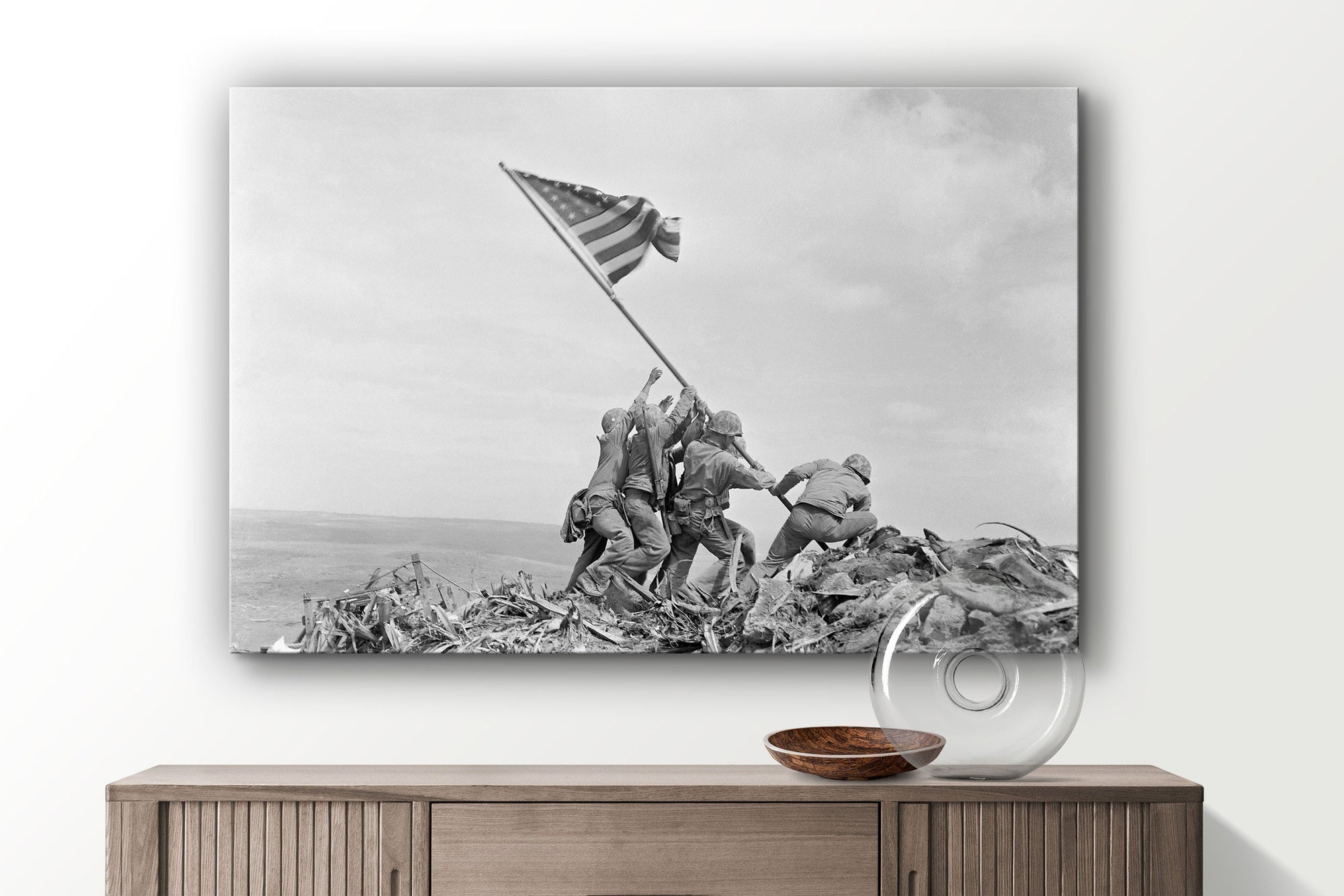 Iwo Jima Flag Raising, Large Glass Wall Art