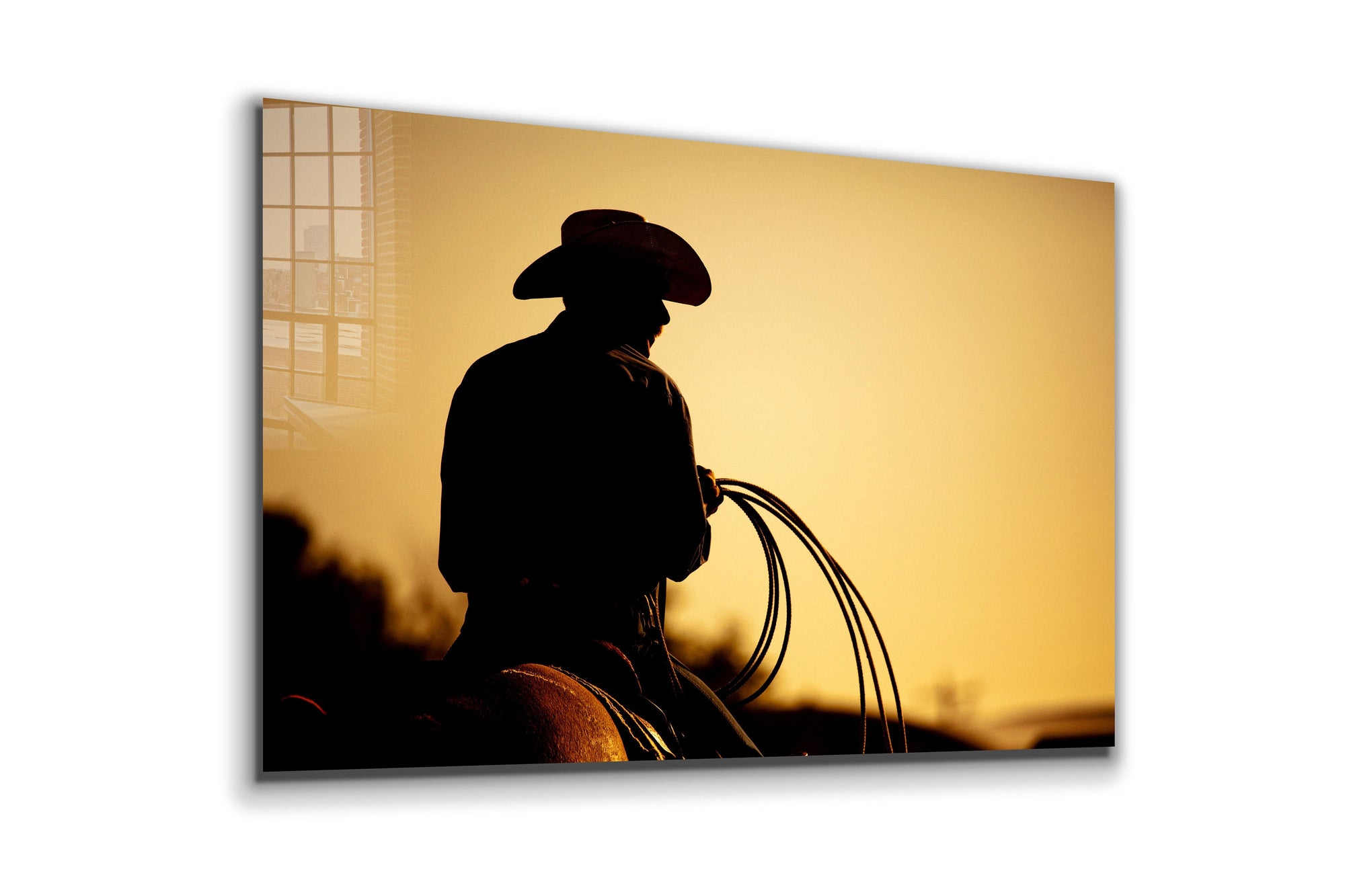 Cowboy Silhouette, Large Glass Wall Art