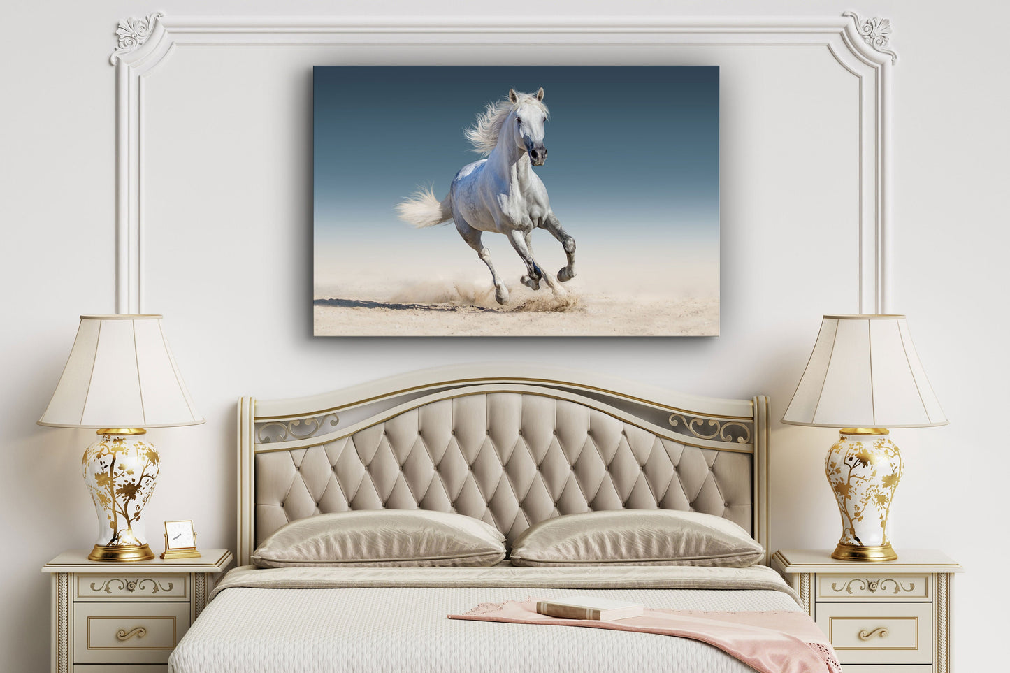 White Horse Running, Large Glass Wall Art