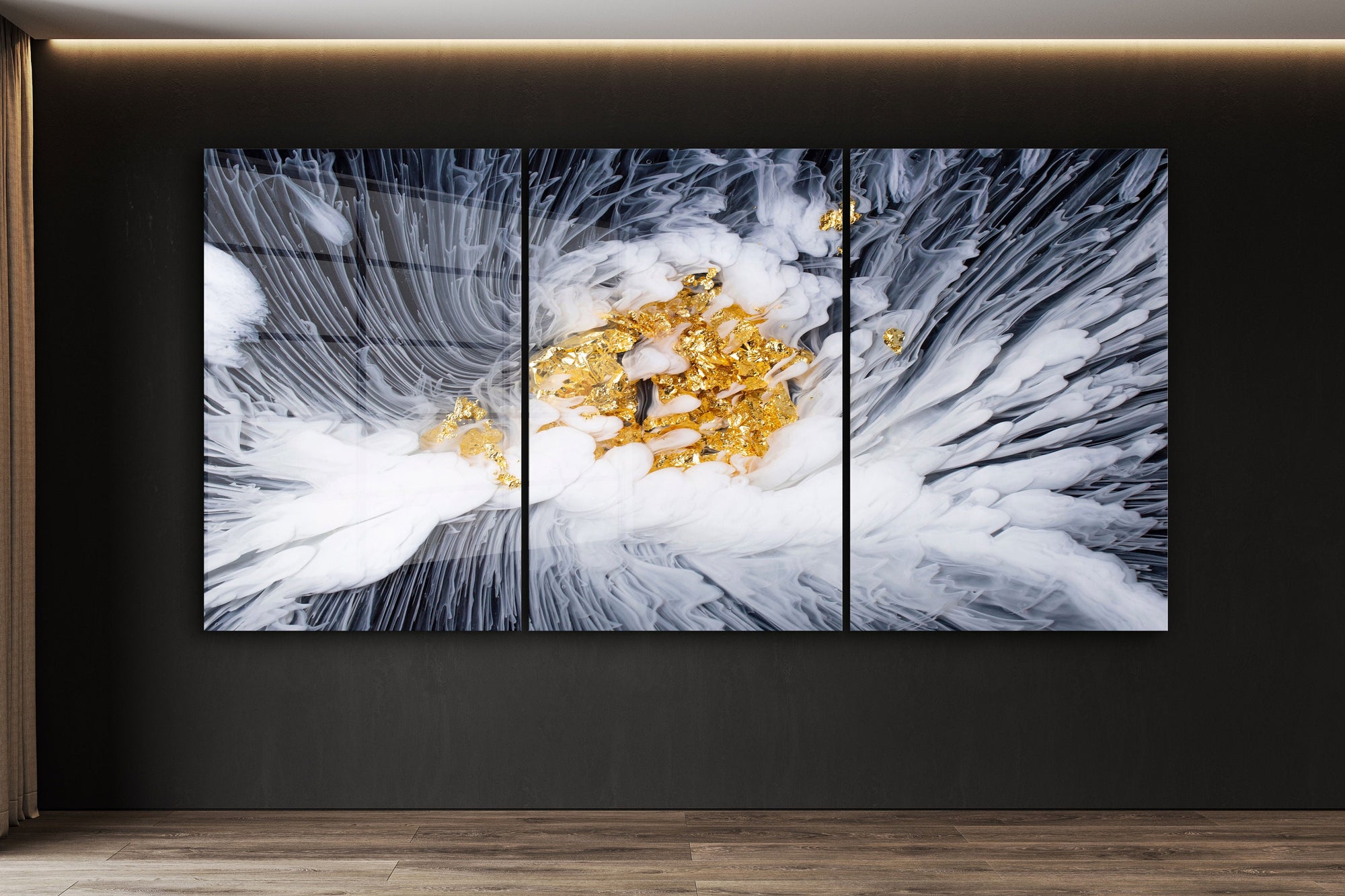 Deep Abstract Tryptic Mega, Modern Large Glass Wall Art