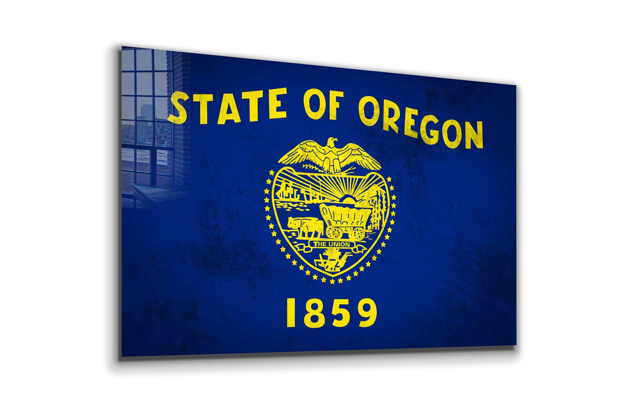 Oregon Grungy Flag, Large Glass Wall Art