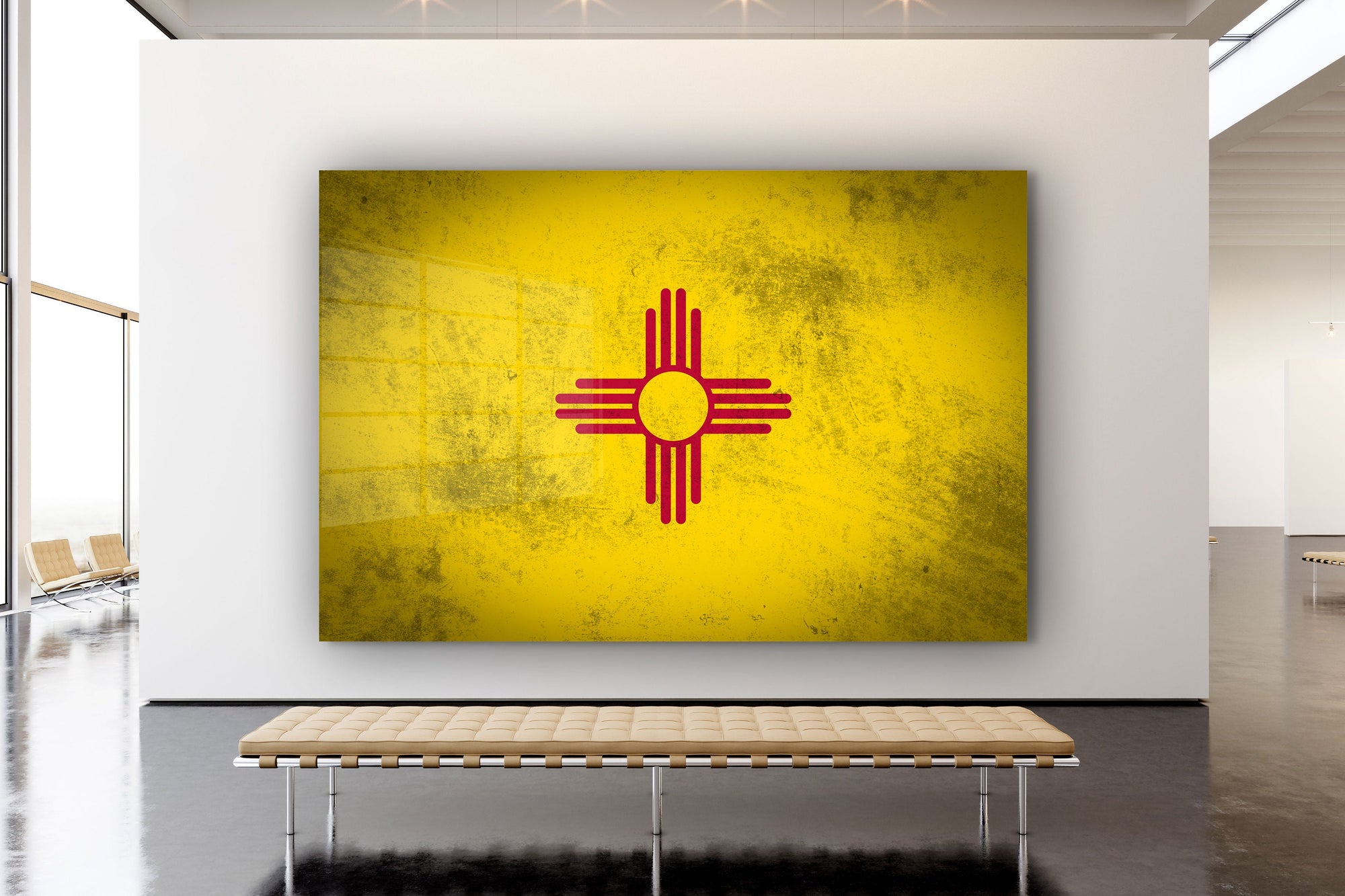 New Mexico Grungy Flag, Large Glass Wall Art